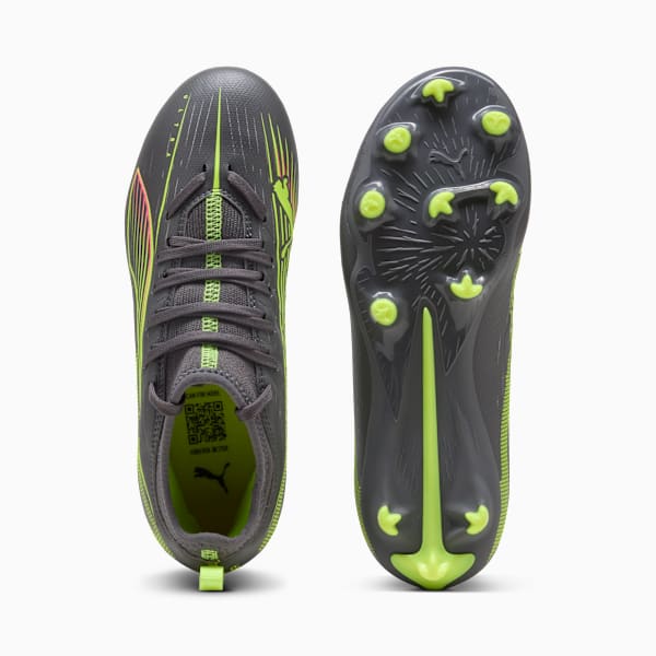ULTRA 5 MATCH Firm Ground/Artificial Ground Big Kids' Soccer Cleats, Matte Aged Silver-Yellow Alert-Puma Aged Silver, extralarge