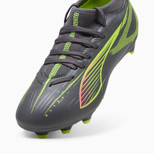 ULTRA 5 MATCH Firm Ground/Artificial Ground Big Kids' Soccer Cleats, Matte Aged Silver-Yellow Alert-Puma Aged Silver, extralarge