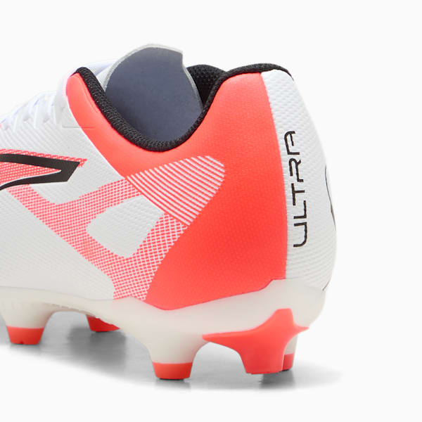 Tacos de fútbol FG/AG ULTRA 5 PLAY, PUMA White-PUMA Black-Glowing Red, extralarge