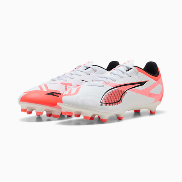 Tacos de fútbol FG/AG ULTRA 5 PLAY, PUMA White-PUMA Black-Glowing Red, extralarge