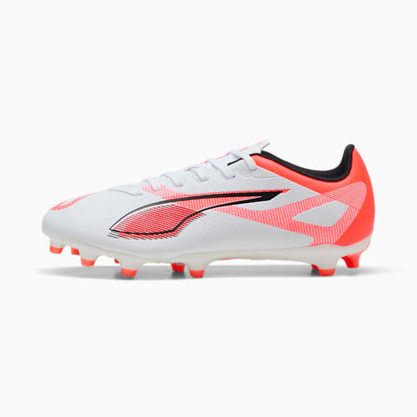 Tacos de fútbol FG/AG ULTRA 5 PLAY, PUMA White-PUMA Black-Glowing Red, extralarge