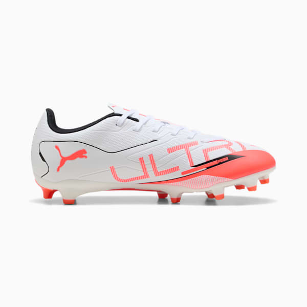 Tacos de fútbol FG/AG ULTRA 5 PLAY, PUMA White-PUMA Black-Glowing Red, extralarge