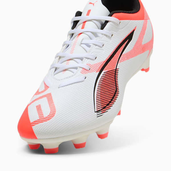Tacos de fútbol FG/AG ULTRA 5 PLAY, PUMA White-PUMA Black-Glowing Red, extralarge