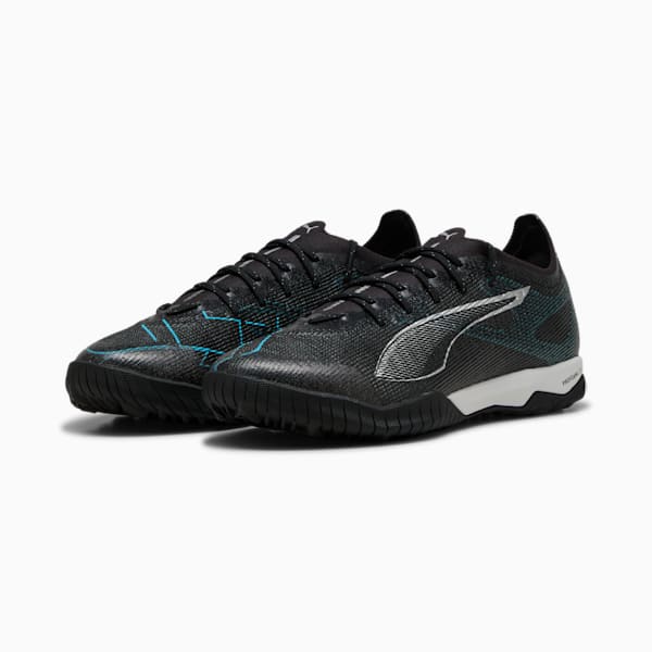 ULTRA 5 PRO CAGE Men's Soccer Cleats, PUMA Black-PUMA Silver-Bright Aqua, extralarge