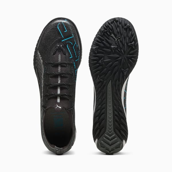 Tacos de fútbol ULTRA 5 PLAY CAGE, PUMA Black-PUMA Silver-Bright Aqua, extralarge