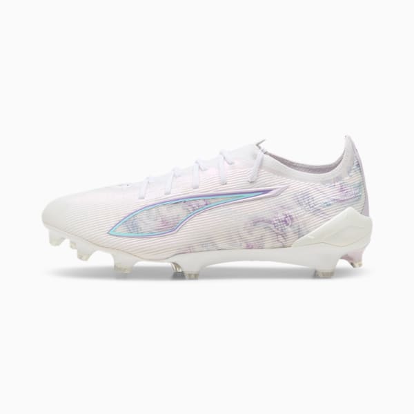 Tacos de fútbol para mujer ULTRA 5 ULTIMATE BRILLIANCE Firm Ground, PUMA White-PUMA Black-Spring Lavender, extralarge