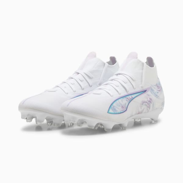 Botines de fútbol para mujer ULTRA 5 MATCH+ BRILLIANCE suelo firme/suelo artificial, PUMA White-PUMA Black-Spring Lavender, extralarge