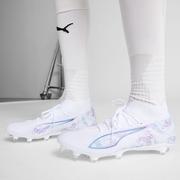 ULTRA 5 MATCH+ BRILLIANCE Firm Ground/Artificial Ground Women's Soccer Cleats, PUMA White-PUMA Black-Spring Lavender, extralarge