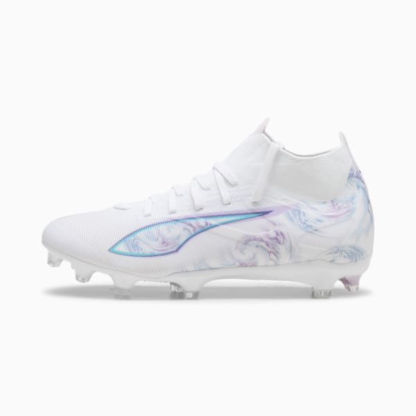 Botines de fútbol para mujer ULTRA 5 MATCH+ BRILLIANCE suelo firme/suelo artificial, PUMA White-PUMA Black-Spring Lavender, extralarge