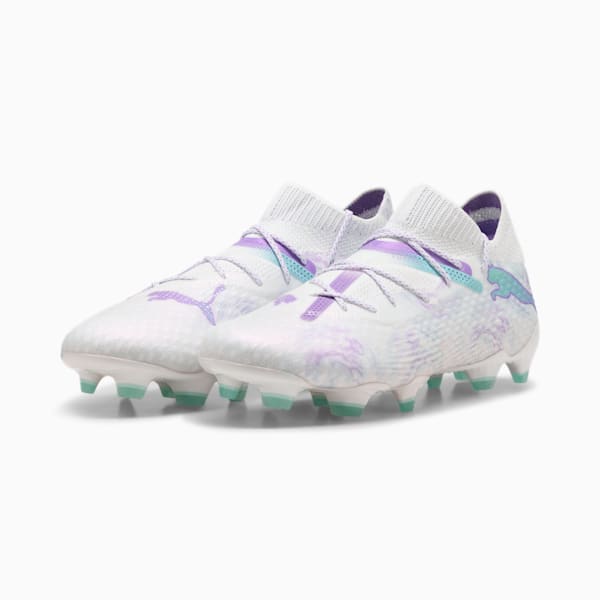 FUTURE 7 ULTIMATE BRILLIANCE Firm Ground/Artificial Ground Women's Soccer Cleats, PUMA White-PUMA Black-Spring Lavender, extralarge