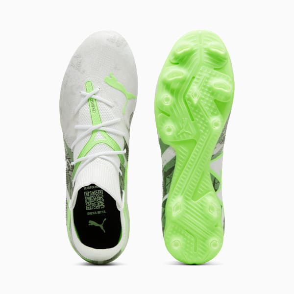 FUTURE 7 MATCH CAMO Firm Ground/Artificial Ground Men's Soccer Cleats, PUMA White-Green Glare-Green Moss-Dusty Green-Feather Gray, extralarge