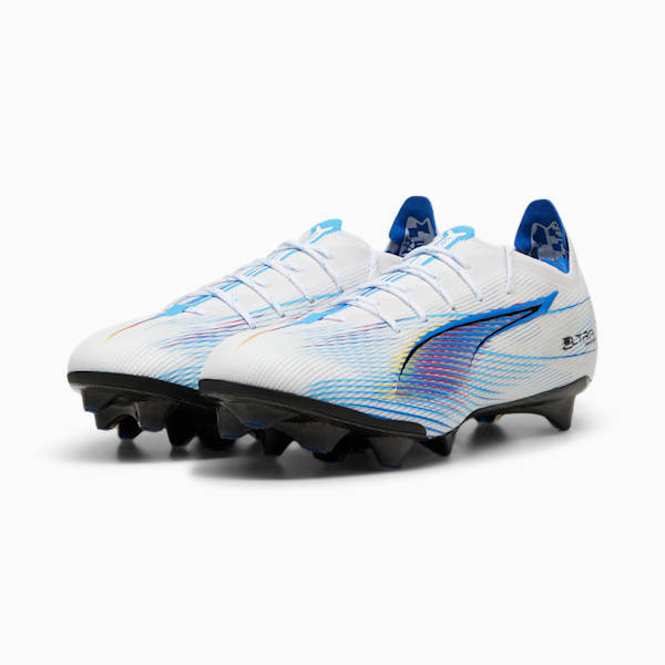 ULTRA 5 CARBON LAUNCH EDITION FG Women's Soccer Cleats, PUMA White-Ultra Blue-Garnet Rose-PUMA Black-Luminous Blue, extralarge