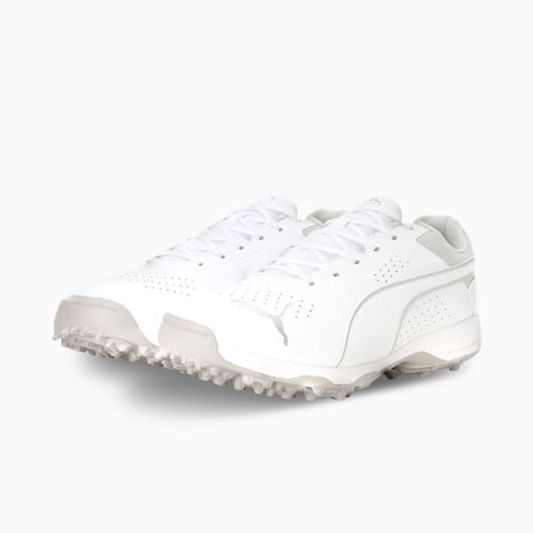 PUMA Cricket All-Rounder Unisex Shoes, PUMA White-PUMA Silver, extralarge-IND