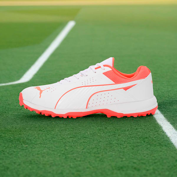 Cricket All-Rounder Shoes, PUMA White-Fiery Coral, extralarge-IND