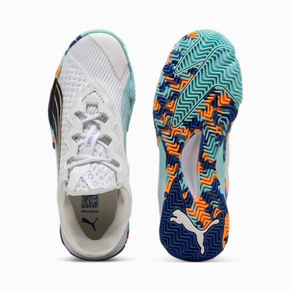 NOVA Elite Padel Men's Sneakers, PUMA White-PUMA Black-Vivid Blue-Heat Fire, extralarge