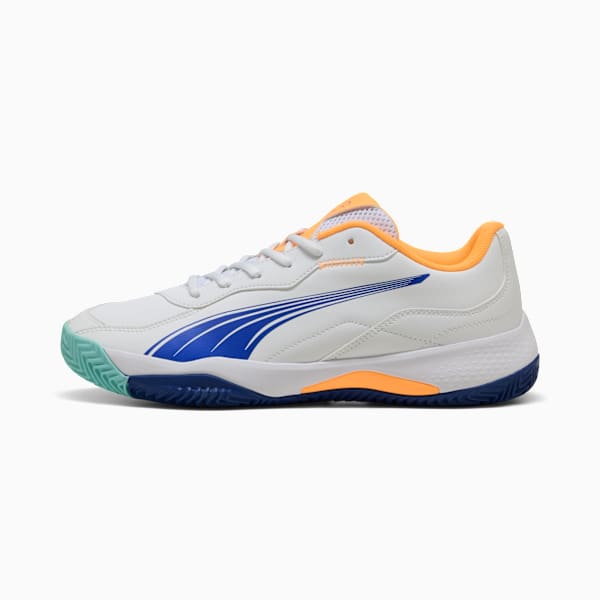 NOVA Smash Padel Shoes, PUMA White-Vivid Blue-Heat Fire-PUMA Black, extralarge-GBR