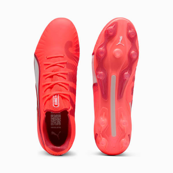 KING ULTIMATE Firm Ground/Artificial Ground Men's Soccer Cleats, Glowing Red-PUMA White-Red Fire, extralarge