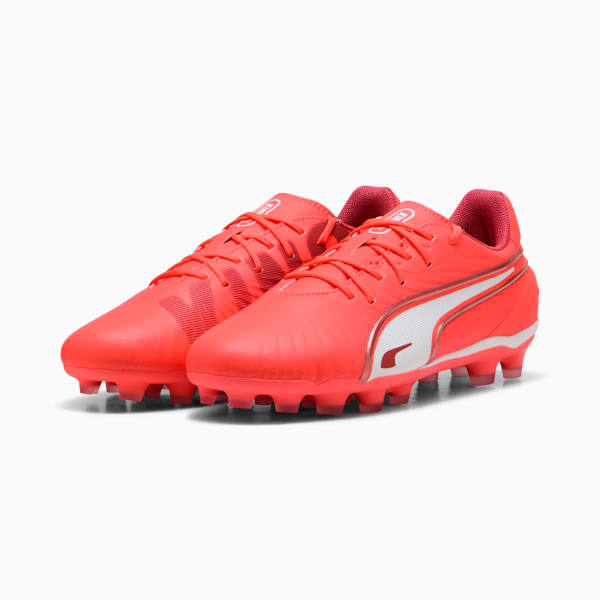 キッズ キング マッチ HG + ミッド サッカー スパイク 20-24cm, Glowing Red-PUMA White-Red Fire, extralarge-JPN