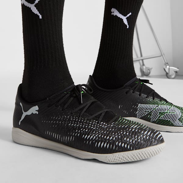 FUTURE 8 PLAY Indoor Training Men's Soccer Cleats, PUMA Black-Cool Light Gray-Fluo Green, extralarge