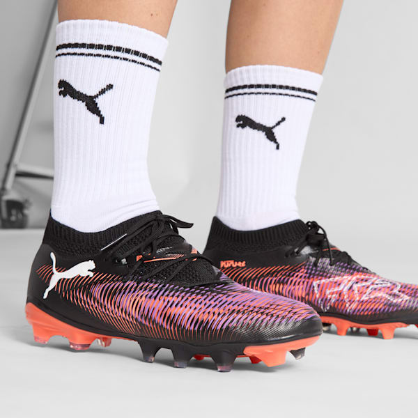 Tacos de fútbol FUTURE 8 MATCH FG/AG para mujer, PUMA Black-PUMA White-Glowing Red, extralarge
