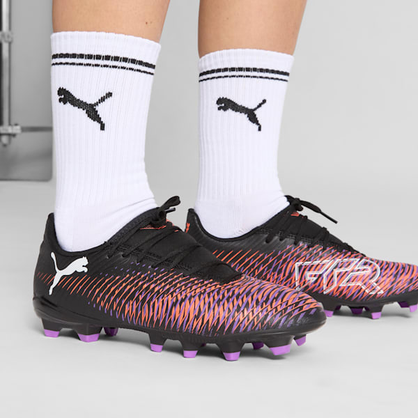 FUTURE 8 PLAY Firm Ground/Artificial Ground Women's Soccer Cleats, PUMA Black-PUMA White-Glowing Red, extralarge