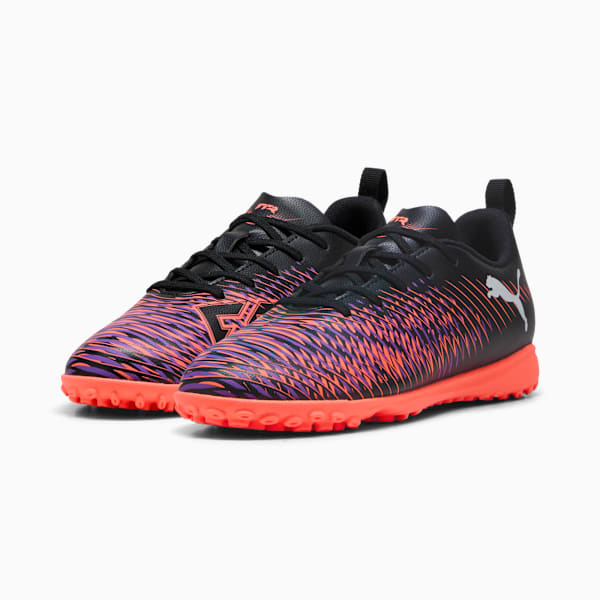Tacos de fútbol adolescente FUTURE 8 PLAY TT para adolescentes, PUMA Black-PUMA White-Glowing Red, extralarge