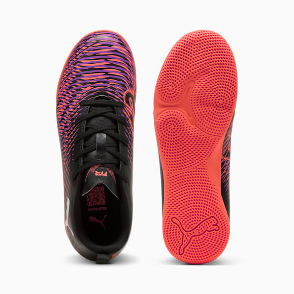 Tacos de fútbol para hombre para entrenamiento en interiores FUTURE 8 PLAY, PUMA Black-PUMA White-Glowing Red, extralarge