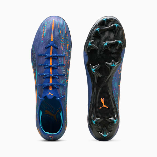 Tacos de fútbol para hombre PUMA ULTRA 5 CARBON SPEED para terreno firme, Vivid Blue-Heat Fire-Bright Aqua-PUMA Black, extralarge