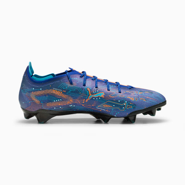 ULTRA 5 CARBON SPEED Firm Ground Men's Soccer Cleats, Vivid Blue-Heat Fire-Bright Aqua-PUMA Black, extralarge