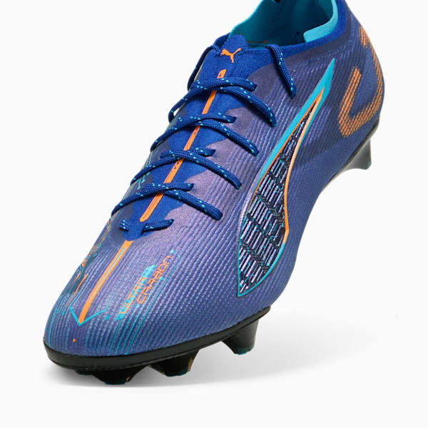 ULTRA 5 CARBON SPEED Firm Ground Men's Soccer Cleats, Vivid Blue-Heat Fire-Bright Aqua-PUMA Black, extralarge