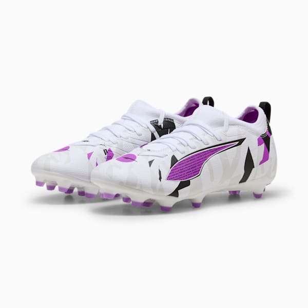 Tacos de fútbol adolescentes ULTRA 5 MATCH FOREVER FG/AG, PUMA White-Pure Magenta-Feather Gray-PUMA Black, extralarge