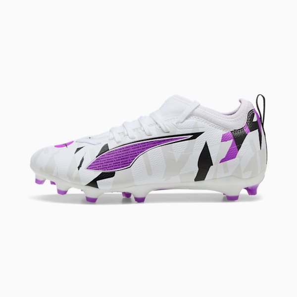 ULTRA 5 MATCH FOREVER Firm Ground/Artifical Ground Big Kids' Soccer Cleats, PUMA White-Pure Magenta-Feather Gray-PUMA Black, extralarge
