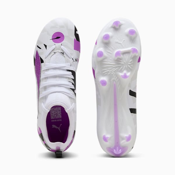Tacos de fútbol adolescentes ULTRA 5 MATCH FOREVER FG/AG, PUMA White-Pure Magenta-Feather Gray-PUMA Black, extralarge