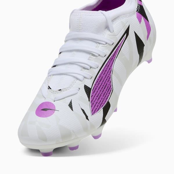 Tacos de fútbol ULTRA 5 MATCH FOREVER FG/AG para adolescentes, PUMA White-Pure Magenta-Feather Gray-PUMA Black, extralarge
