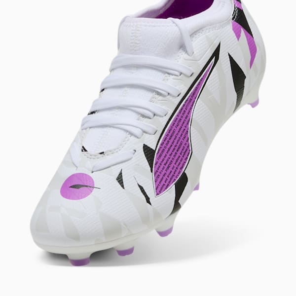 ULTRA 5 MATCH FOREVER Firm Ground/Artifical Ground Big Kids' Soccer Cleats, PUMA White-Pure Magenta-Feather Gray-PUMA Black, extralarge