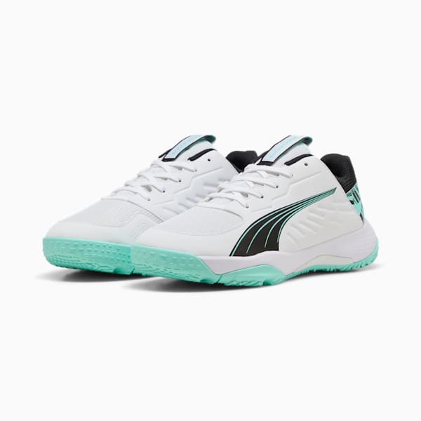 Accelerate UNTMD Handball Shoes Youth, PUMA White-PUMA Black-Electric Peppermint, extralarge