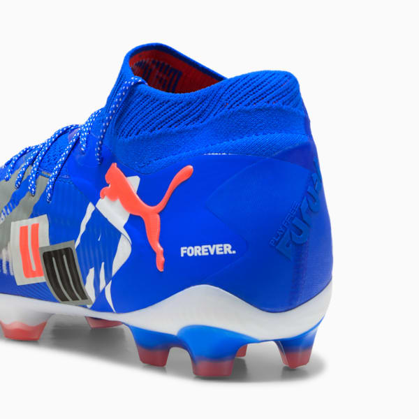 Botas de fútbol FUTURE 8 ULTIMATE FOREVER FG Unisex, PUMA White-Ultra Blue-Feather Gray-PUMA Black-Glowing Red, extralarge