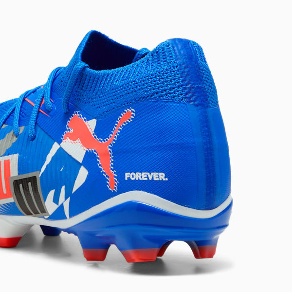 FUTURE 8 MATCH FOREVER Firm Ground/Artificial Ground Men's Soccer Cleats, PUMA White-Ultra Blue-Feather Gray-PUMA Black-Glowing Red, extralarge