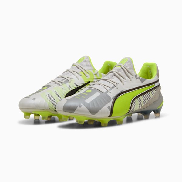 Tacos de fÃºtbol  suelo firme/artificial KING ULTIMATE FOREVER, Feather Gray-Electric Lime-PUMA White-Flat Light Gray, extralarge