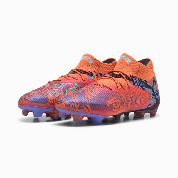 FUTURE 8 ULTIMATE CREATIVITY Firm Ground Men's Soccer Cleats, Orange Poppy-Dark Amethyst-Electric Peppermint-PUMA Black, extralarge
