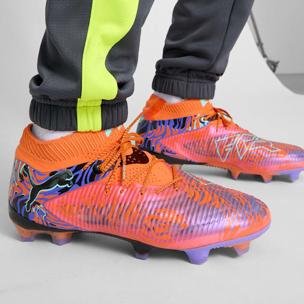 FUTURE 8 ULTIMATE CREATIVITY Firm Ground Men's Soccer Cleats, Orange Poppy-Dark Amethyst-Electric Peppermint-PUMA Black, extralarge