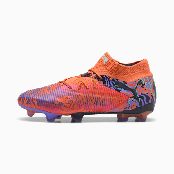 FUTURE 8 ULTIMATE CREATIVITY Firm Ground Men's Soccer Cleats, Orange Poppy-Dark Amethyst-Electric Peppermint-PUMA Black, extralarge