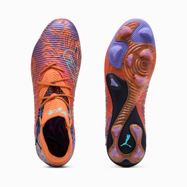 FUTURE 8 ULTIMATE CREATIVITY Firm Ground Men's Soccer Cleats, Orange Poppy-Dark Amethyst-Electric Peppermint-PUMA Black, extralarge