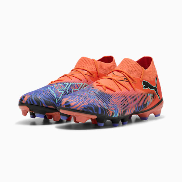 FUTURE 8 MATCH CREATIVITY Firm Ground/Artificial Ground Men's Soccer Cleats, Orange Poppy-PUMA Black-Dark Amethyst-Electric Peppermint, extralarge
