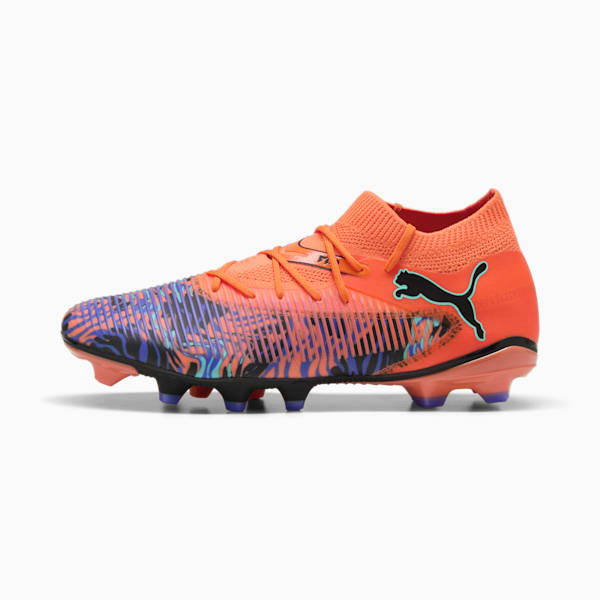 FUTURE 8 MATCH CREATIVITY Firm Ground/Artificial Ground Men's Soccer Cleats, Orange Poppy-PUMA Black-Dark Amethyst-Electric Peppermint, extralarge