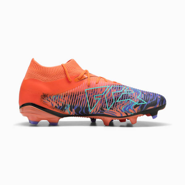 FUTURE 8 MATCH CREATIVITY Firm Ground/Artificial Ground Men's Soccer Cleats, Orange Poppy-PUMA Black-Dark Amethyst-Electric Peppermint, extralarge