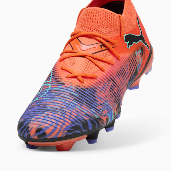 FUTURE 8 MATCH CREATIVITY Firm Ground/Artificial Ground Men's Soccer Cleats, Orange Poppy-PUMA Black-Dark Amethyst-Electric Peppermint, extralarge