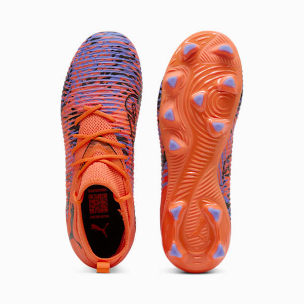 Tacos de fútbol para niños grandes FUTURE 8 MATCH terreno firme/artificial, Orange Poppy-PUMA Black-Dark Amethyst, extralarge