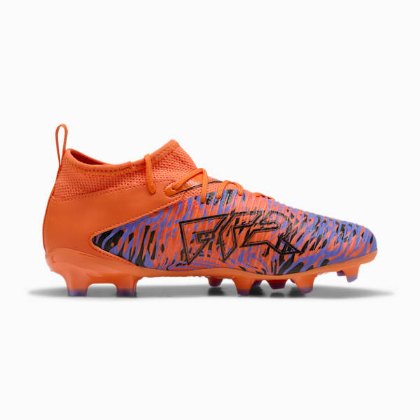 Tacos de fútbol para niños grandes FUTURE 8 MATCH terreno firme/artificial, Orange Poppy-PUMA Black-Dark Amethyst, extralarge