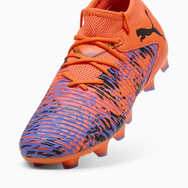 Tacos de fútbol para niños grandes FUTURE 8 MATCH terreno firme/artificial, Orange Poppy-PUMA Black-Dark Amethyst, extralarge